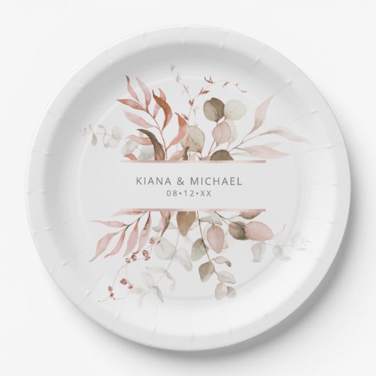 Dreamweaver Foliage Wedding V3 Blush Pink ID817 Papieren Bordje (Voorkant)