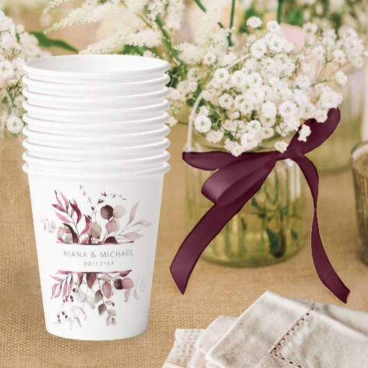 Dreamweaver Foliage Wedding V3 Burgundy ID817 Papieren Bekers