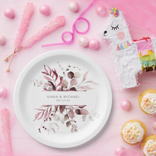 Dreamweaver Foliage Wedding V3 Burgundy ID817 Papieren Bordje (Feest)