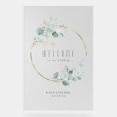 Dreamweaver Foliage Wedding Welcome Green/Blue ID8 Acryl Bord (Voorkant)