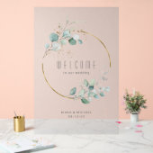 Dreamweaver Foliage Wedding Welcome Green/Blue ID8 Acryl Bord (Huwelijk)