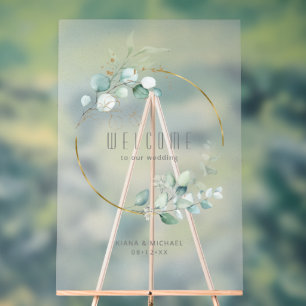 Dreamweaver Foliage Wedding Welcome Green/Blue ID8 Acryl Bord