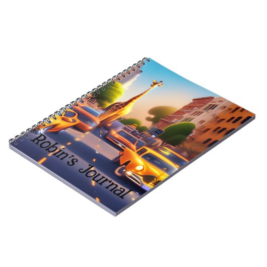 Dreamweaver-Giraffe in City met Notitieboek van au (Linkerzijde)