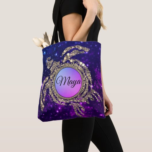 Dreamweaver Gold Shimmery Zee Turtle Tote Bag (Dichtbij)