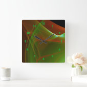 Dreamweaver Green en Oranje Sweep Fractal Vierkante Klok (Huis)