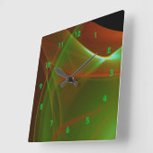 Dreamweaver Green en Oranje Sweep Fractal Vierkante Klok (Hoek)