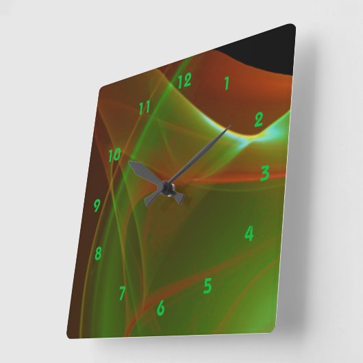 Dreamweaver Green en Oranje Sweep Fractal Vierkante Klok (Hoek)