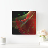 Dreamweaver Green en Red Sweep Fractal Vierkante Klok (Huis)
