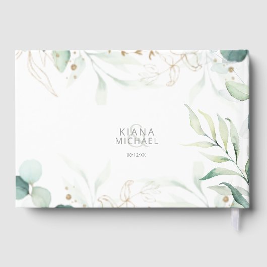 Dreamweaver Greenery Wedding Blue Green ID817 Gastenboek (Achterkant)