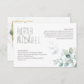 Dreamweaver Greenery Wedding Details Green/Blue ID Informatiekaartje (Voorkant / Achterkant)