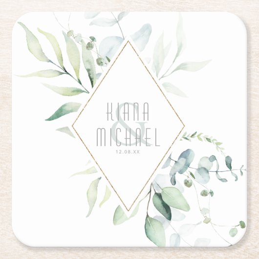 Dreamweaver Greenery Wedding Green/Blue ID817 Kartonnen Onderzetters (Voorkant)