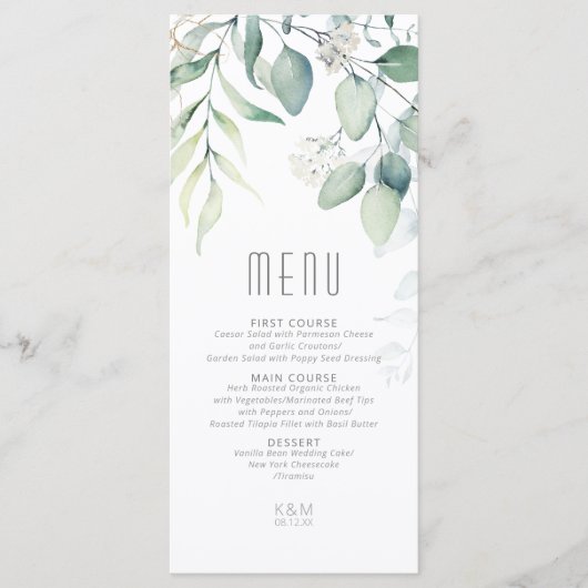 Dreamweaver Greenery Wedding Green/Blue ID817 Menu (Voorkant)