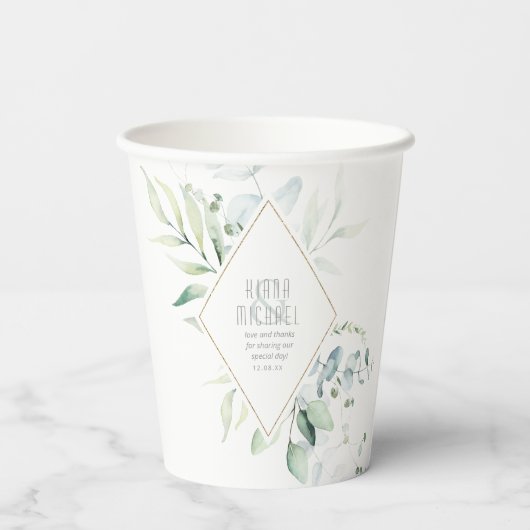 Dreamweaver Greenery Wedding Green/Blue ID817 Papieren Bekers (Achterkant)