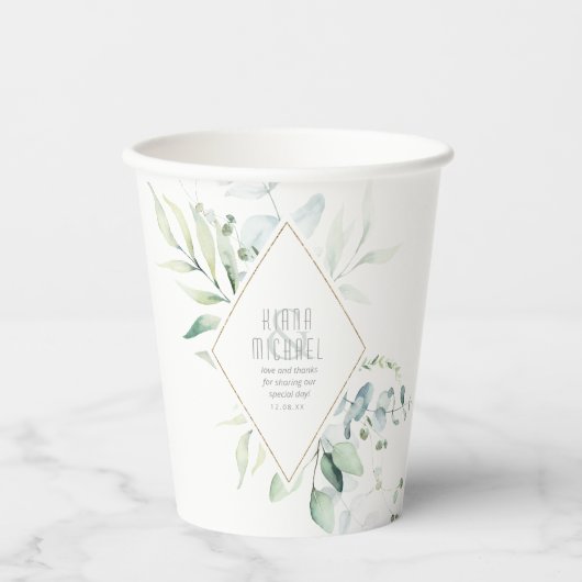 Dreamweaver Greenery Wedding Green/Blue ID817 Papieren Bekers (Voorkant)