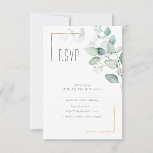 Dreamweaver Greenery Wedding Green/Blue ID817 RSVP Kaartje (Voorkant)