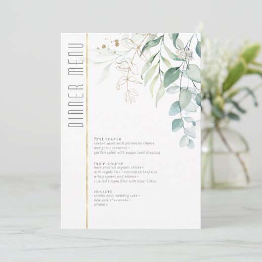 Dreamweaver Greenery Wedding Menu V2 Green/Blue ID (Staand voorkant)