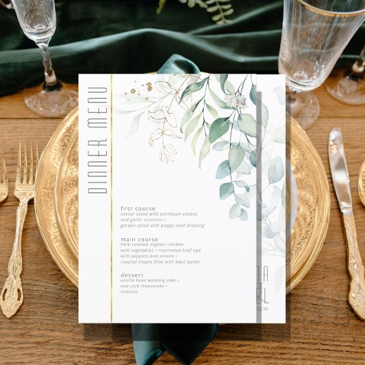 Dreamweaver Greenery Wedding Menu V2 Green/Blue ID