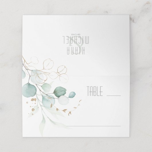 Dreamweaver Greenery Wedding Table Green/Blue ID81 Plaatskaartje (Buitenkant ongevouwen)