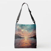 Dreamweaver Lake and Sunset | Landschapsverf Crossbody Tas (Achterkant)