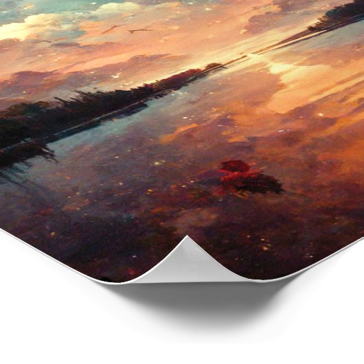 Dreamweaver Lake and Sunset | Landschapsverf Poster (Hoek)