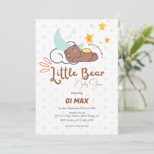 Dreamweaver Little Beer Cloud and Star Baby shower Kaart (Staand voorkant)