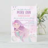 Dreamweaver Little Mermaid Princess Birthday Invit Kaart (Staand voorkant)