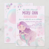 Dreamweaver Little Mermaid Princess Birthday Invit Kaart (Voorkant / Achterkant)