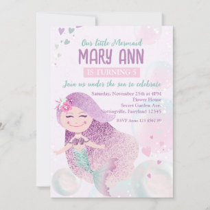 Dreamweaver Little Mermaid Princess Birthday Invit Kaart