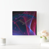 Dreamweaver Magenta en Blue Abstract Artwork Vierkante Klok (Huis)