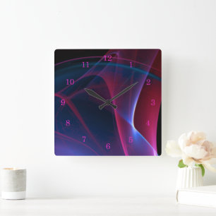 Dreamweaver Magenta en Blue Abstract Artwork Vierkante Klok