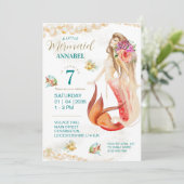 Dreamweaver Mermaid Birthday Party Invitation Kaart (Staand voorkant)