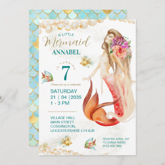 Dreamweaver Mermaid Birthday Party Invitation Kaart