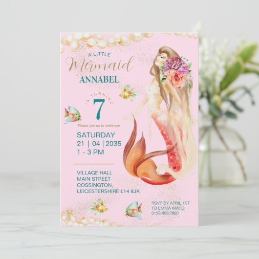 Dreamweaver Mermaid Birthday Party Kaart (Staand voorkant)