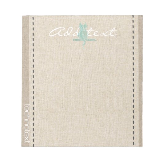 Dreamweaver Mint Stitch Cat Linen Kijk Tekst toevo Notitieblok (Voorkant)