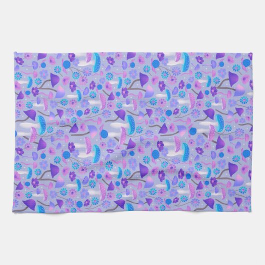 Dreamweaver Mushroom Forest Paarse Turquoise Theedoek (Horizontaal)