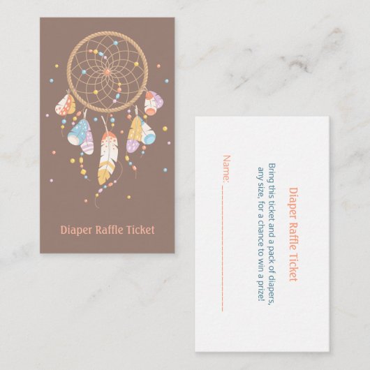 Dreamweaver New Baby Shower Diaper Raffle Ticket Informatiekaartje (Voorkant / Achterkant)