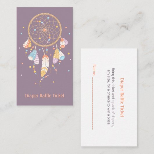 Dreamweaver New Baby Shower Diaper Raffle Ticket Informatiekaartje (Voorkant / Achterkant)