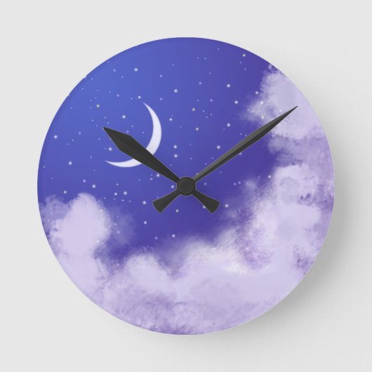 Dreamweaver Night Sky met Crescent Moon Ronde Klok (Voorkant)