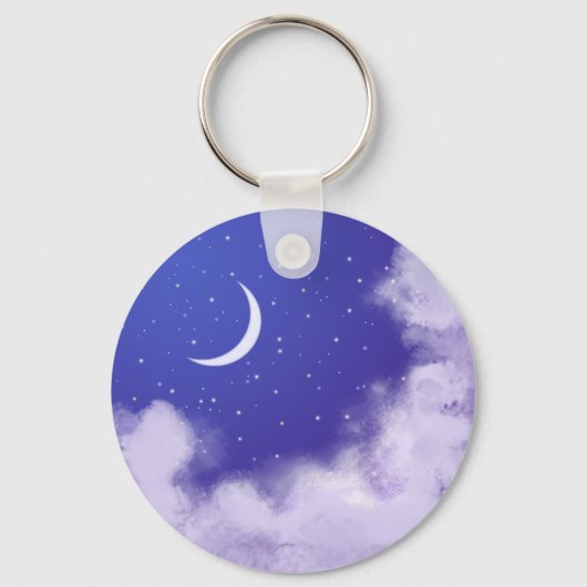 Dreamweaver Night Sky met Crescent Moon Sleutelhanger (Voorkant)