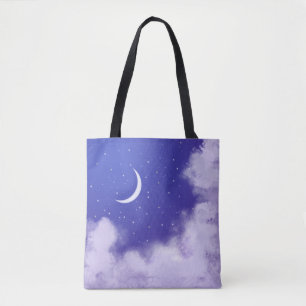 Dreamweaver Night Sky met Crescent Moon Tote Bag