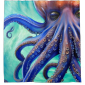 Dreamweaver Octopus Blue Ocean Wave Pop Art Douchegordijn (Voorkant)