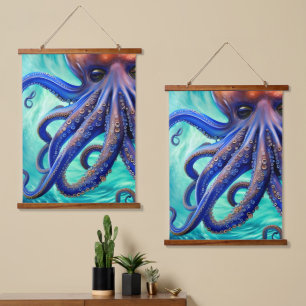 Dreamweaver Octopus Blue Ocean Wave Pop Art Hangend Wandkleed