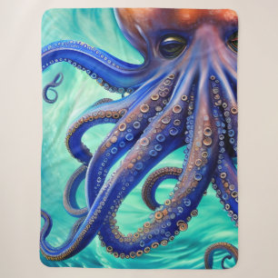 Dreamweaver Octopus Blue Ocean Wave Pop Art Sherpa Deken