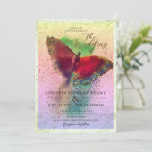 Dreamweaver Ombre Butterfly Foto Overlay Wedding Kaart (Staand voorkant)