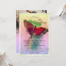 Dreamweaver Ombre Butterfly Foto Overlay Wedding Kaart