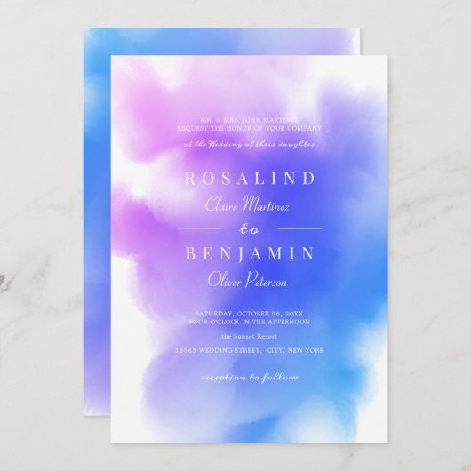 Dreamweaver Ombre Pink Blue Waterverf Abstract huw Kaart (Voorkant / Achterkant)