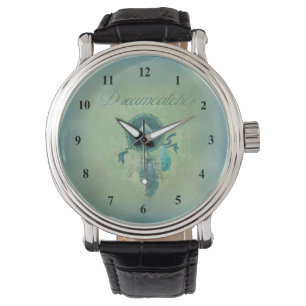 Dreamweaver op een groene gouden achtergrond horloge