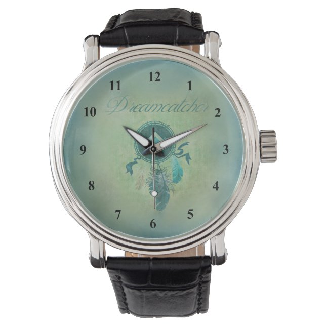 Dreamweaver op een groene gouden achtergrond horloge (Voorkant)