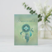 Dreamweaver op een misty groene achtergrond briefkaart (Staand voorkant)