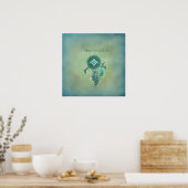 Dreamweaver op een misty groene achtergrond poster (Keuken)